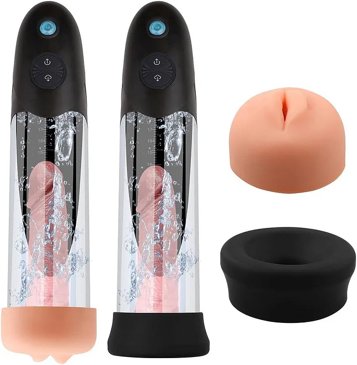 Electric 3 in 1 Water Spa Massager Vacuum Penis Enlarger Male Masturbator Adult Erection Dick Pump Device