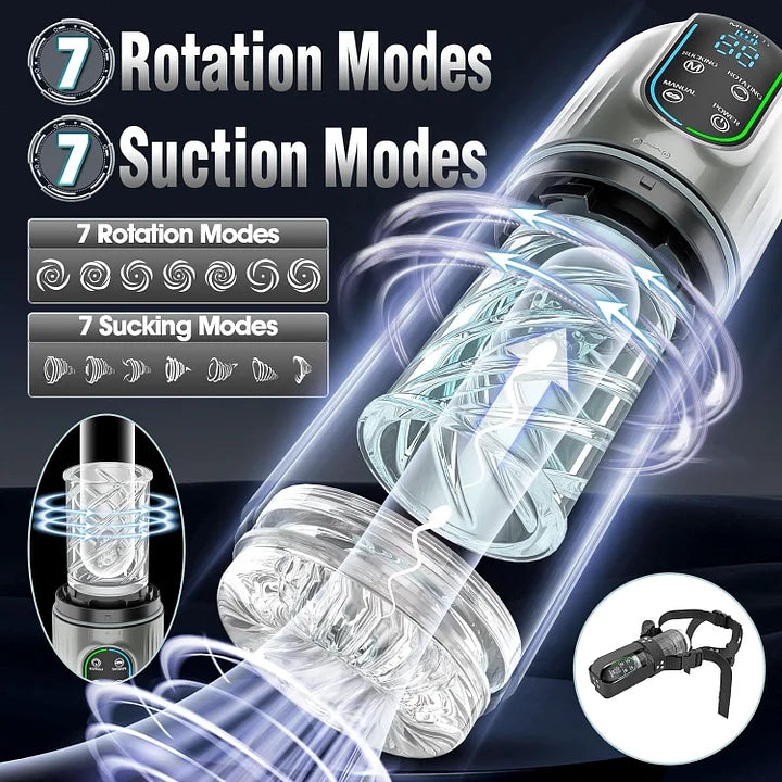 Levi – Automatic 7 Sucking & Rotating & Licking LED Display Pocket Pussy Male Stroker Penis Pump