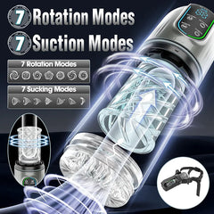 Levi – Automatic 7 Sucking & Rotating & Licking LED Display Pocket Pussy Male Stroker Penis Pump