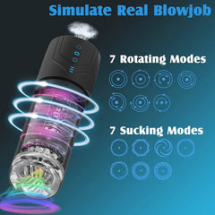 Oliver – 2 in 1 Automatic 7 Rotation & 7 Suction Modes Male Masturbator Penis Pump Adult Blowjob Machine