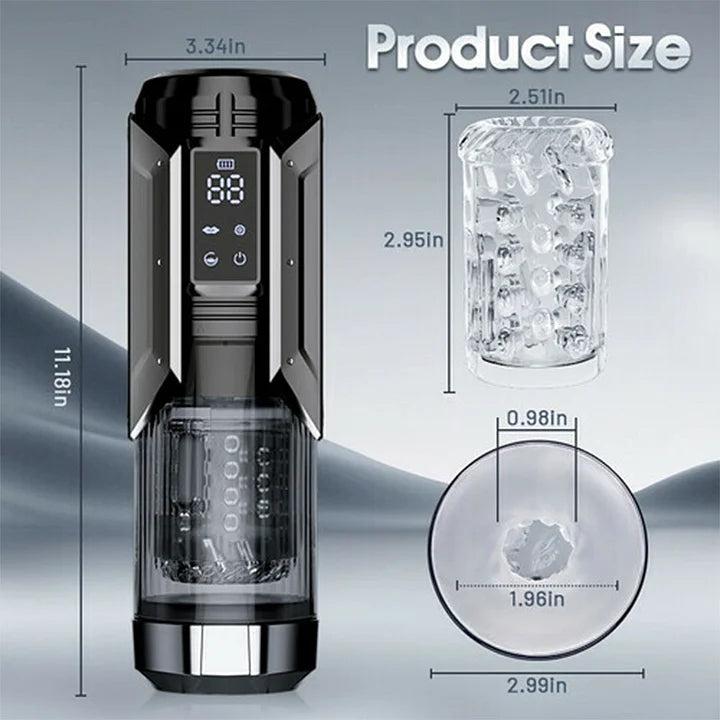 Hulk – 4-in-1 Male Masturbator: 7 Modes of Sucking, Vibrating, Thrusting & Rotating with LCD Display – Ultimate Oral Sex Simulator