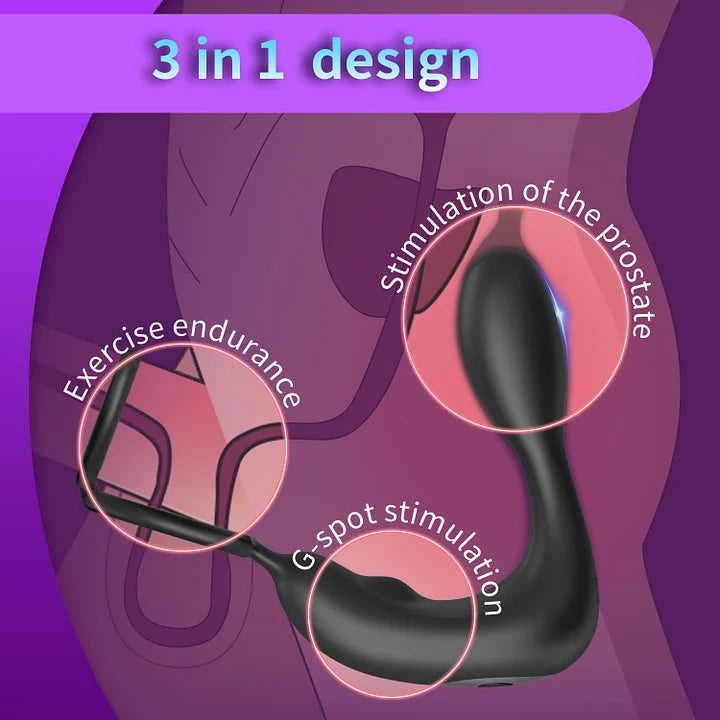 12Vibrating Male Prostate Stimulator Toys Anal Vibrator With Cock Ring