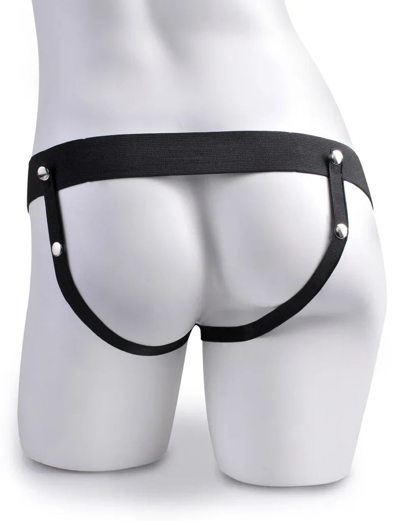 Fetish Fantasy Hollow Squirting Dildo (7.5 Inch) w/Balls & Strap-on Harness – Caramel