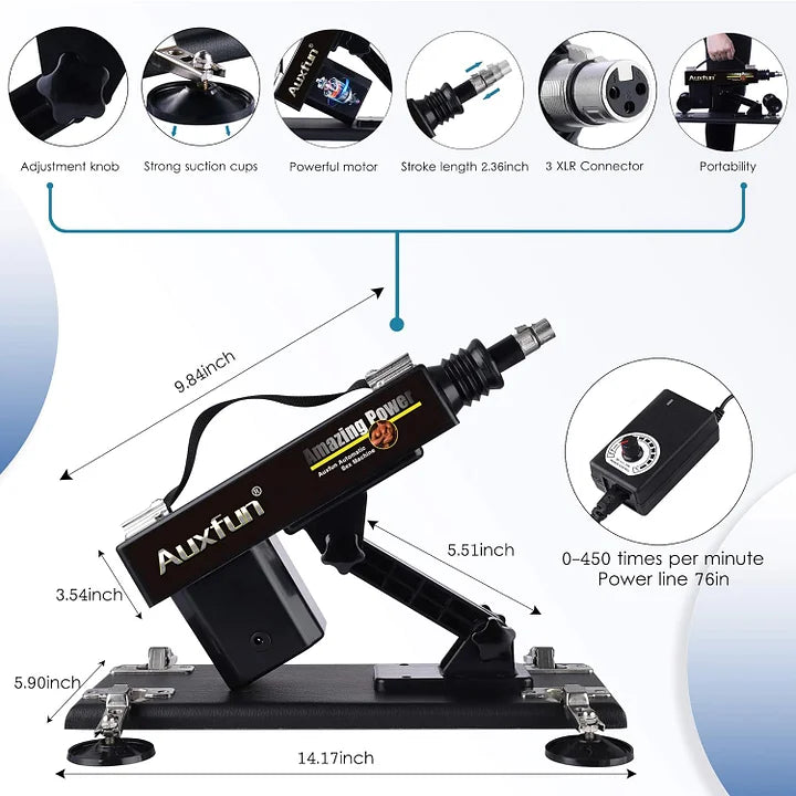 Marcus – Automatic Thrusting Telescopic Sex Machine for Men Women Love Machine Device Gun with 6 Attachments