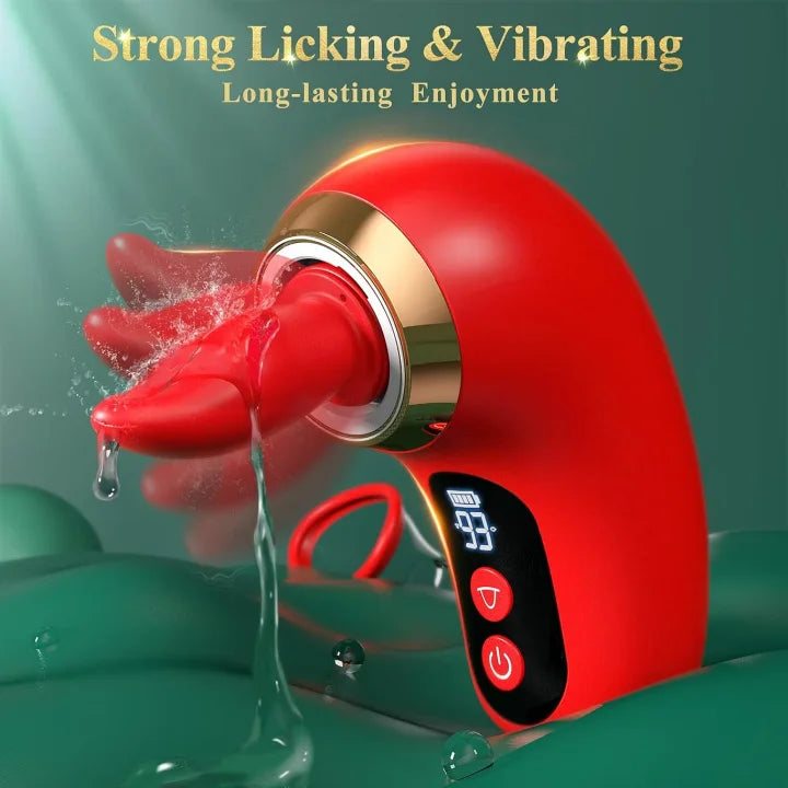 Violet – Sucking Vibrator with 3 Sucking Modes 9 Tongue Licking and Vibrating Settings and LCD Display Rose Sex Toy
