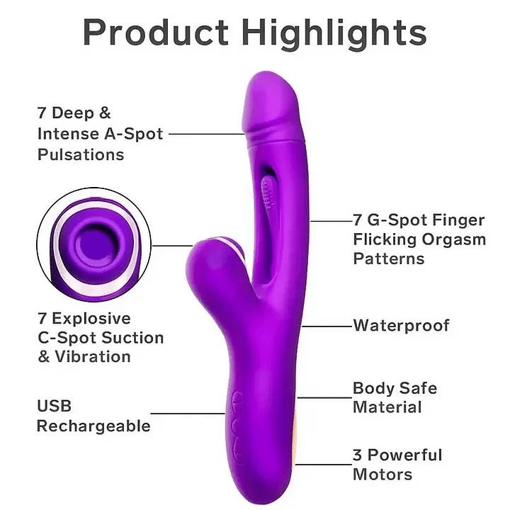 Daphne – The O-Maker Vibrator with 7 Frequency Vibrations, Clamping, Sucking, Female Teasing Masturbation Device