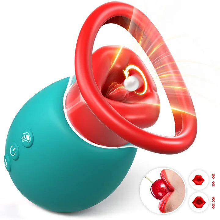 Lola – 4 IN 1 Rose Sex Toy Licking Vibrator with 10 Mouth Kissing Vibrations & 3 Auto/Manual Suction