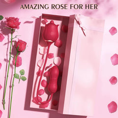Rose Toy Vibrator for Woman – 3 in 1 Clitoral Stimulator Tongue Licking Thrusting G Spot Dildo Vibrator with 9 Modes, Rose Adult Sex Toys Games, Clitoris Nipple Licker for Women Man Couple