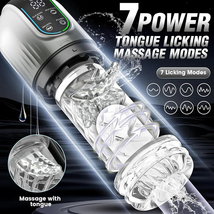 Levi – Automatic 7 Sucking & Rotating & Licking LED Display Pocket Pussy Male Stroker Penis Pump