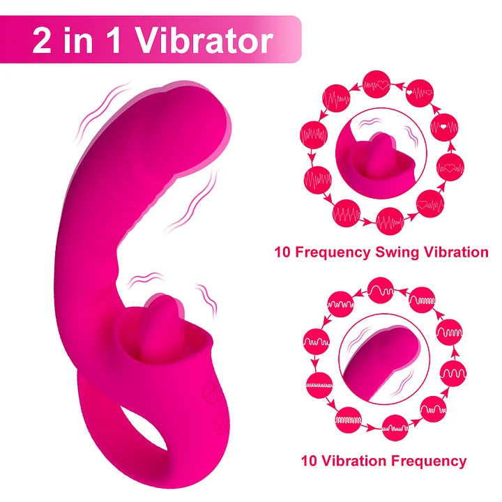 Nina – 2 in 1Nipple Clitoral Stimulator Clitoral 10 Licking & Vibrating G Spot Vibrator Rechargeable Strapless Strap-On Realistic Dildo Vibrator
