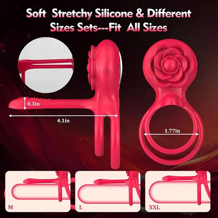 Rose Shackle Remote Control Dual-motor Vibration Penis Ring For Couples