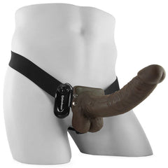 Fetish Fantasy Vibrating 9 Inch Hollow Strap-On In Brown
