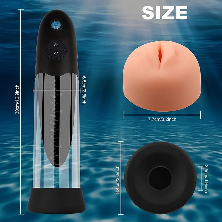 Electric 3 in 1 Water Spa Massager Vacuum Penis Enlarger Male Masturbator Adult Erection Dick Pump Device