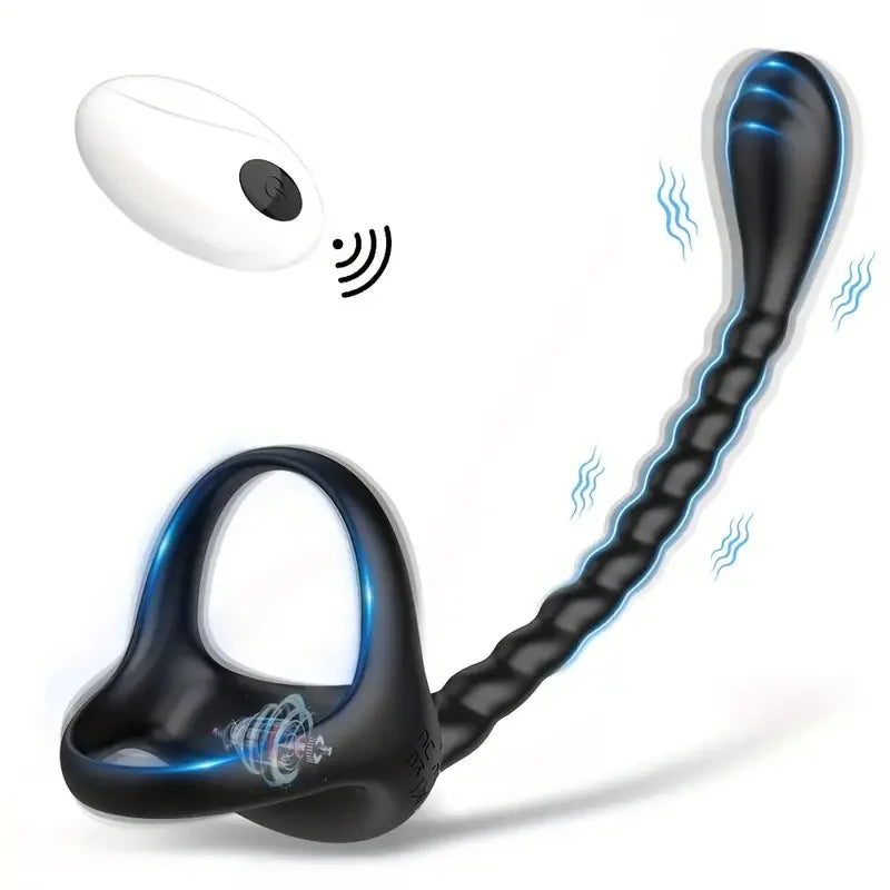 Remote Control Vibrating Cock Ring Prostate Stimulator With Double Mini Bullets For Men Pleasure