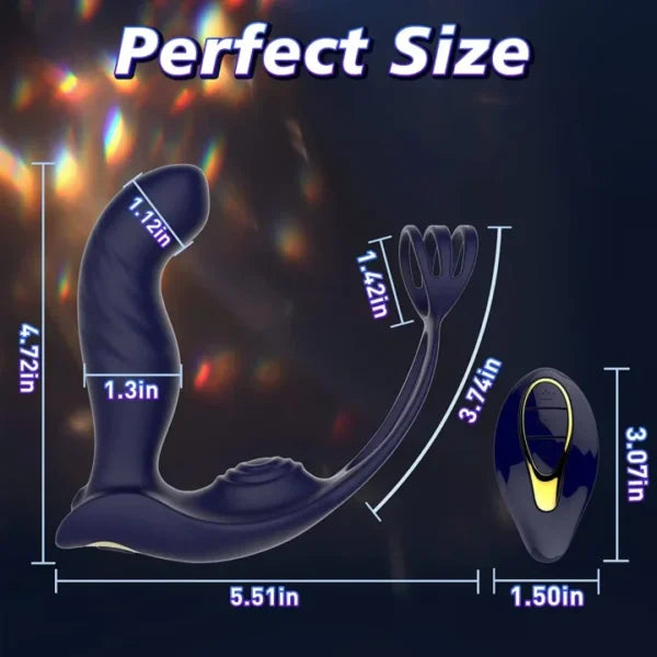 12 Patterns Vibrating 3 IN 1 Prostate Massager Anal Sex Toys with Dual Penis Ring
