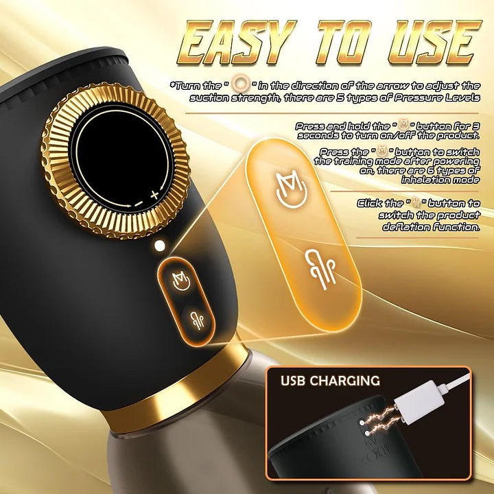 6 Training Modes & 5 Suction Intensities Male Air Pressure Sex Toy Electric Penis Enlarge Vacuum Pump