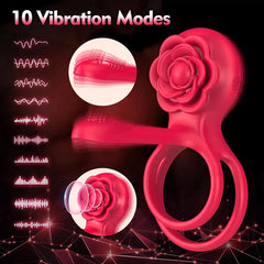 Rose Shackle Remote Control Dual-motor Vibration Penis Ring For Couples