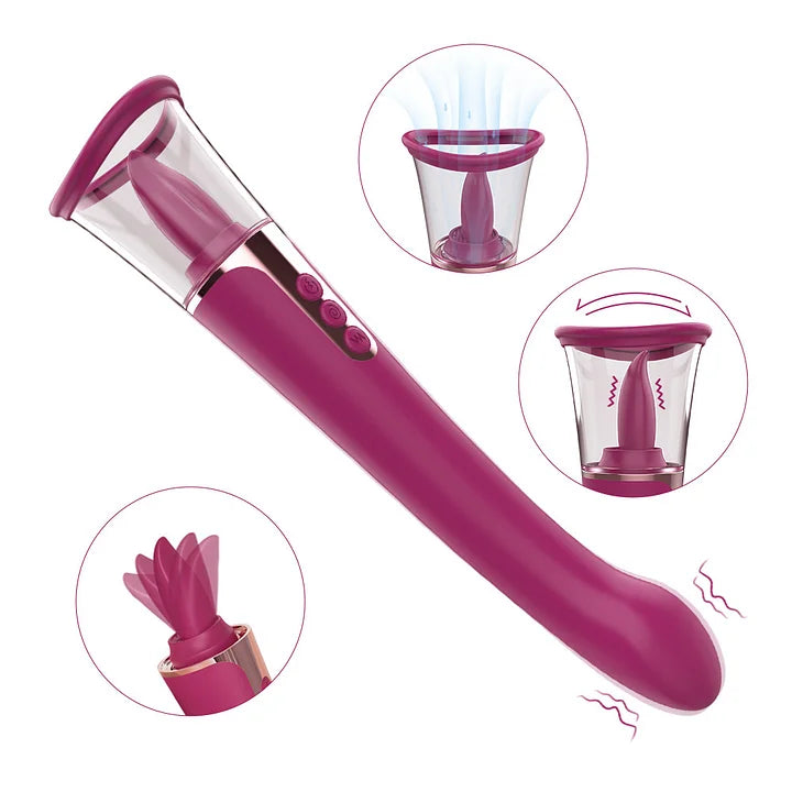 3 in 1 Clit Licking Tongue & Clitoral Sucking G Spot Vibrator Sex Toys