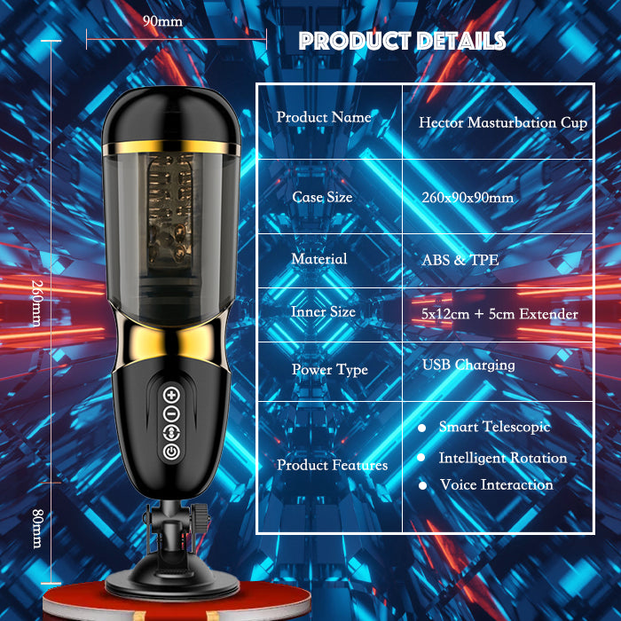 Hector – Masturbador automático manos libres con 10 rotaciones y empujes