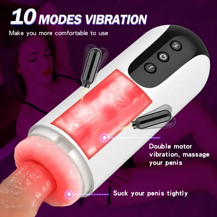Benjamin – Automatic Sucking Heated 10 Rotating Vibrations & Heating Base Male Masturbator Cup