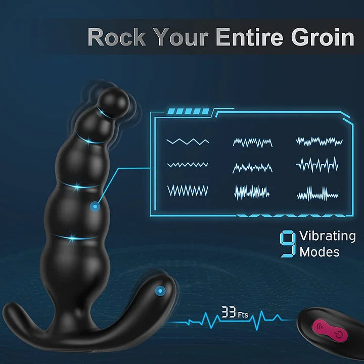 Kenneth – 9 Vibrating Modes Remote Control Beaded Prostate Massagers Wearable Anal Vibrator & Dual Pleasure Point Stimulation Anal Sex Toys