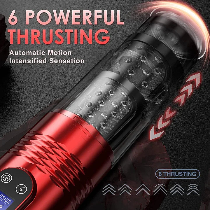 Malcolm – Automatic 10 Vibrating & 6 Thrusting LCD Display Male Masturbator Men Pocket Pussy Male Stroker 3D Sleeve Sex Machine