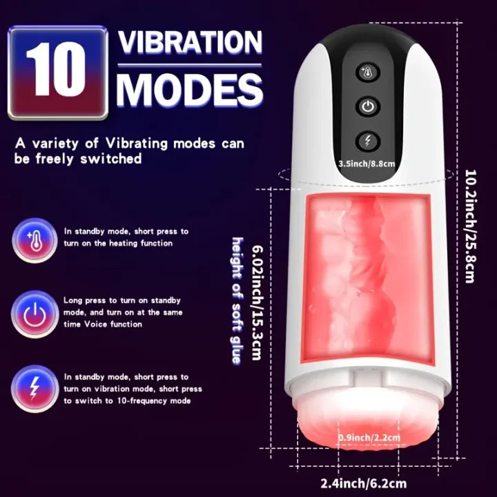 Benjamin – Automatic Sucking Heated 10 Rotating Vibrations & Heating Base Male Masturbator Cup