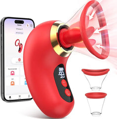 Violet – Sucking Vibrator with 3 Sucking Modes 9 Tongue Licking and Vibrating Settings and LCD Display Rose Sex Toy