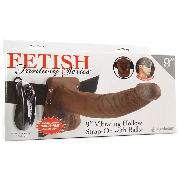 Fetish Fantasy Vibrating 9 Inch Hollow Strap-On In Brown