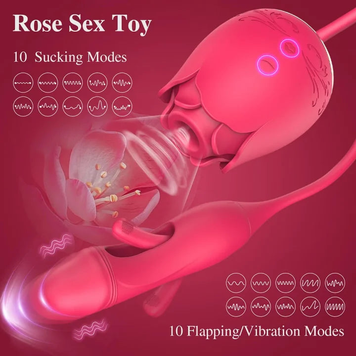 Delilah – 3-in-1 Rose Clitoral Stimulator with Flapping Vibrations