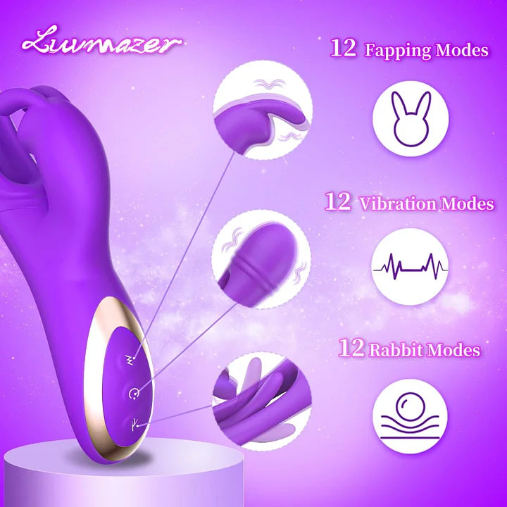 Naomi – 12 Vibration 12 Flapping Modes Flapping Vibrator Rabbit Dildo G Spot Vibrators Finger Vibrator for Clit Nipple