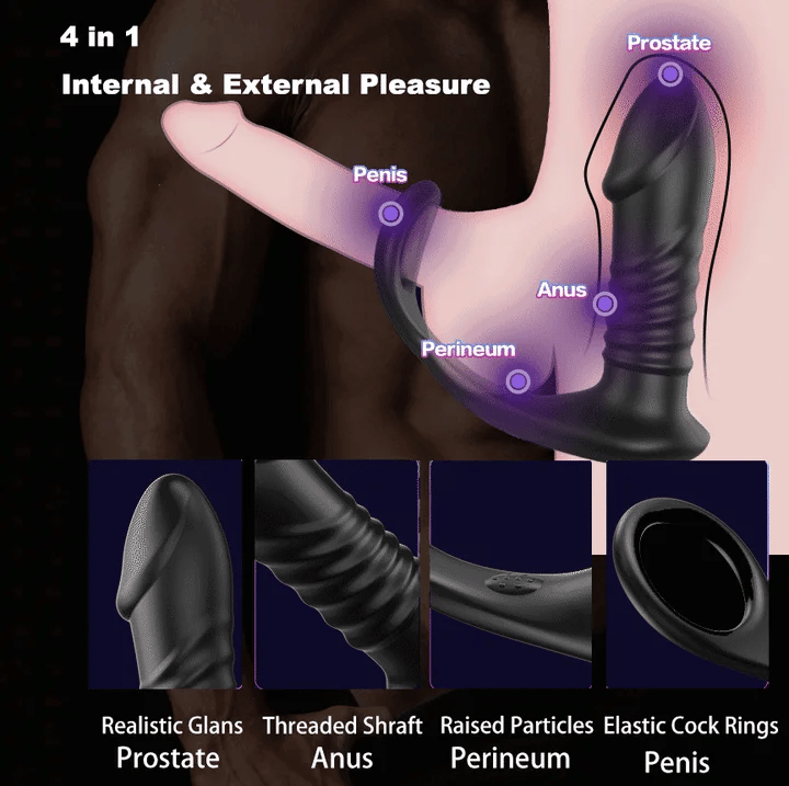 Owen – Telescopic Anal Vibrator Remote Control Prostate Massage with Ejaculation Penis Ring