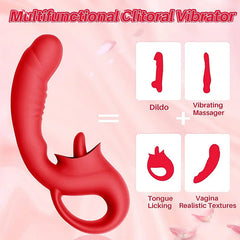 Nina – 2 in 1Nipple Clitoral Stimulator Clitoral 10 Licking & Vibrating G Spot Vibrator Rechargeable Strapless Strap-On Realistic Dildo Vibrator