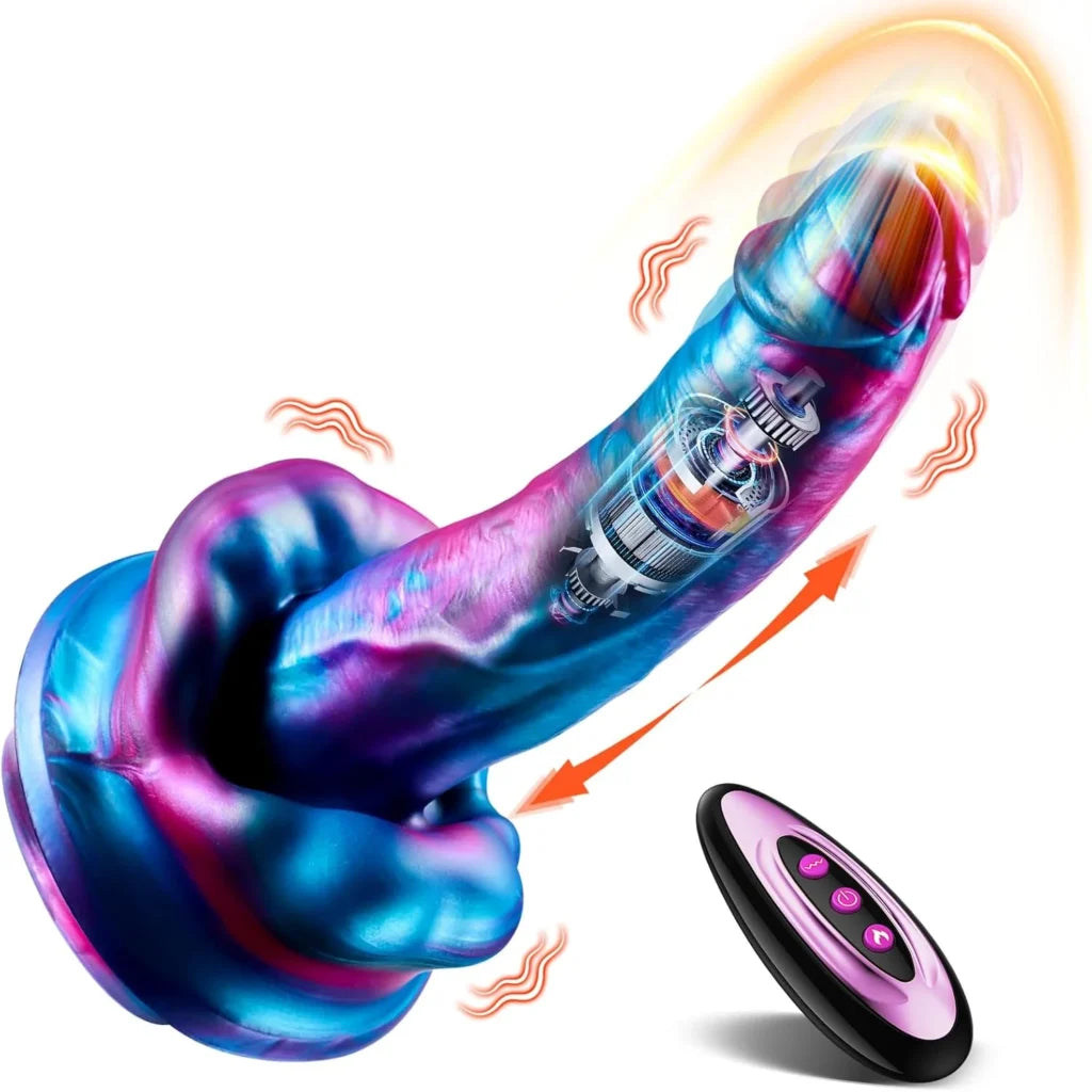 Samantha – Remote Control 3 Thrust 7 Vibration & Heating Dragon Mouth Thrusting Dildo With Suction Cup