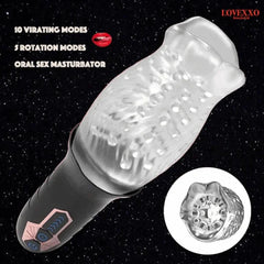 Alexander – 10 Vibration 5 Rotation Oral Sex Masturbator & 360° Automatic Rotation Vibrator Bare Sleeve