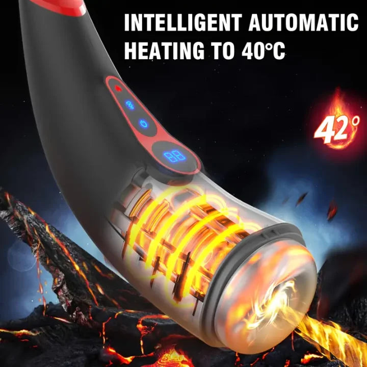 Marshall – 3D Textured Sleeve Heating 9 Sucking & 9 Vibrating Modes Male Stroker LCD Display Pocket Pussy for Men