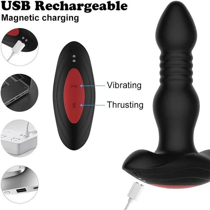 APP Control Prostate Massager Anal Vibrator with 9 Vibration Modes 3 Thrusting Speed