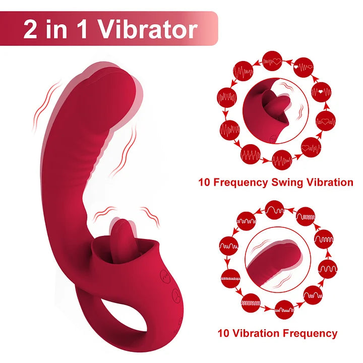Nina – 2 in 1Nipple Clitoral Stimulator Clitoral 10 Licking & Vibrating G Spot Vibrator Rechargeable Strapless Strap-On Realistic Dildo Vibrator